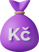 sac d'argent violet koruna illustration 3d png