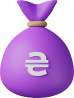 Purple Money Bag Hryvnia 3D Illustration png