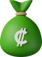 bolsa de dinero verde colon ilustración 3d png