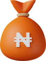 orange geldbeutel naira 3d illustration png