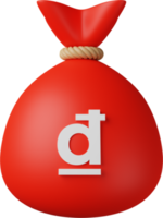 illustration 3d de sac d'argent rouge dong png