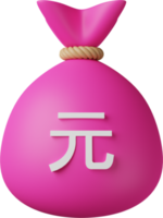 bolsa de dinero rosa yuan ilustración 3d png