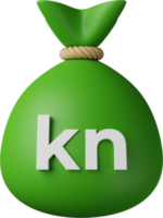 Green Money Bag Kuna 3D Illustration png