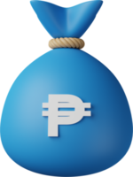 blauw geld zak peso 3d illustratie png