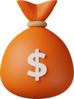 oranje geld zak dollar 3d illustratie png