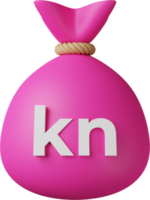 bolsa de dinero rosa kuna ilustración 3d png