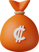 bolsa de dinero naranja colon ilustración 3d png