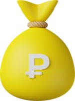 bolsa de dinero amarilla rublo ilustración 3d png