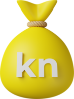 Yellow Money Bag Kuna 3D Illustration png