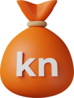 saco de dinheiro laranja kuna ilustração 3d png