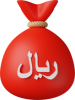 rood geld zak riyal 3d illustratie png