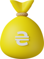 sac d'argent jaune hryvnia 3d illustration png