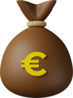 Brown Money Bag Euro 3D Illustration png