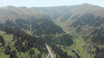 conducción del vehículo en la carretera en la pintoresca carretera de las montañas en la región del cáucaso guria por el pueblo de bakhmaro en verano. viaje por carretera explorar georgia video