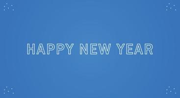 Happy New Year lettering on blue blur vector background with sparkles.