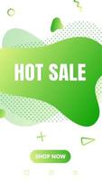 Modern vertical mobile liquid abstract shape gradient memphis style design fluid vector colorful illustration hot sale banner for app, presentation, sale, brochure isolated on white background.