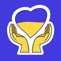 heart in hands, in colors of the Ukrainian flag
