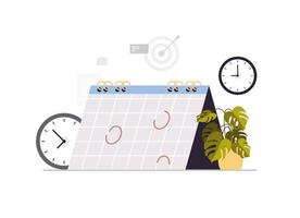 Calendar planning day scheduling appointment in agenda meeting plan time management concept flat vector illustration.