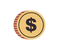 Dollar and coin flat vector illustration.