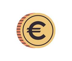 Euro and coin flat vector illustration.