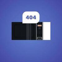 Microwave oven with page not found 404 error speech connection problem flat vector illustration.