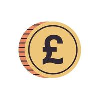 Pound and coin flat vector illustration.
