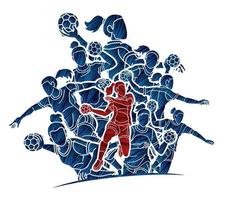 Handball Players Sport Action vector