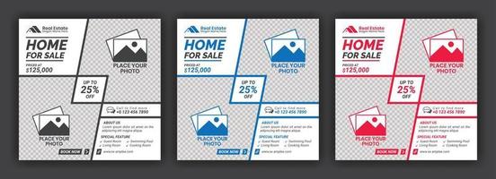 Elegant Home Sale Real Estate Social Media Post or Square Banner Design Template vector