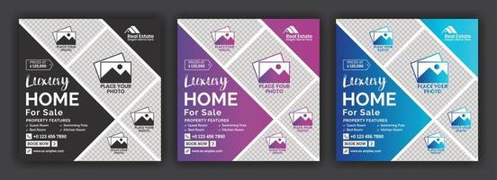 Elegant Home Sale Real Estate Social Media Post or Square Banner Design Template vector