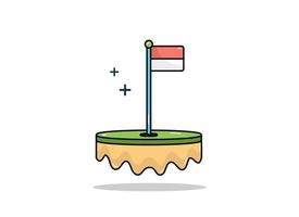 indonesian flag flat design outline style cute vector
