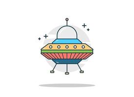 ufo flat design outline style cute vector