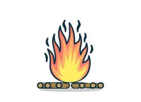 Fire flat design outline style cute vector