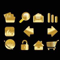 Set of gold internet and website icons vector