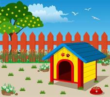 Wooden Pets House with landscape background vector