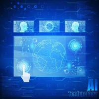 datos de pantalla táctil y concepto de ingeniería. concepto de tecnología digital inteligente artificial. modelo de tecnología digital vector