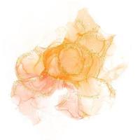 Light Orange Alcohol Ink Watercolor With Gold Glitter Background Circle photo