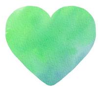 Green Blue Heart Watercolor Paint Stain Background photo