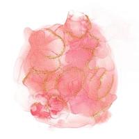 Pink Alcohol Ink Watercolor With Gold Glitter Background Circle photo