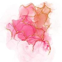 Pink Paper Alcohol Ink Watercolor With Gold Glitter Background Circle photo