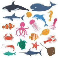 conjunto de animales marinos vector