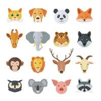 conjunto de caras de animales vector