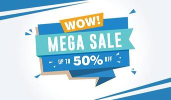 Mega Sale Discount Banner Template. 50 Percent Off vector