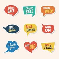 Set of Sale, Discount and Offers Paper Speech Bubble Templates vector