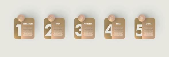 Modern business infographic with square template design and color gradient with icons and 5 options or steps. vector