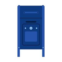 Mail box front view blue letter post vector icon. Delivery symbol message postage address. Business service cartoon shipment