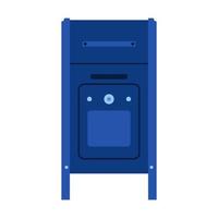 Mail box front view blue letter post vector icon. Delivery symbol message postage address. Business service cartoon shipment