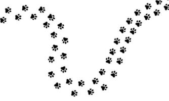 rastro de la pata del sendero de patrón de impresión de gato o perro animal. imprimir pata caminar fauna marca aislado blanco. ilustración de huella de suciedad de dibujos animados vectoriales silueta de sendero gato o perro. huella de mascota de pie de pista vector