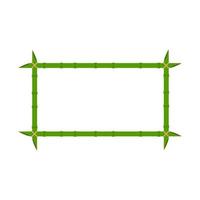 Green bamboo frame vector wood design illustration nature isolated white. Empty border bamboo frame template stick with rope stem. Space decoration element for text panel tropical border wood