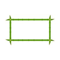 Green bamboo frame vector wood design illustration nature isolated white. Empty border bamboo frame template stick with rope stem. Space decoration element for text panel tropical border wood