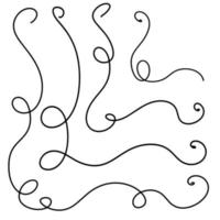 A collection of vector corner dividers with curlicues, hand-drawn with a black line, isolated borders for a design template